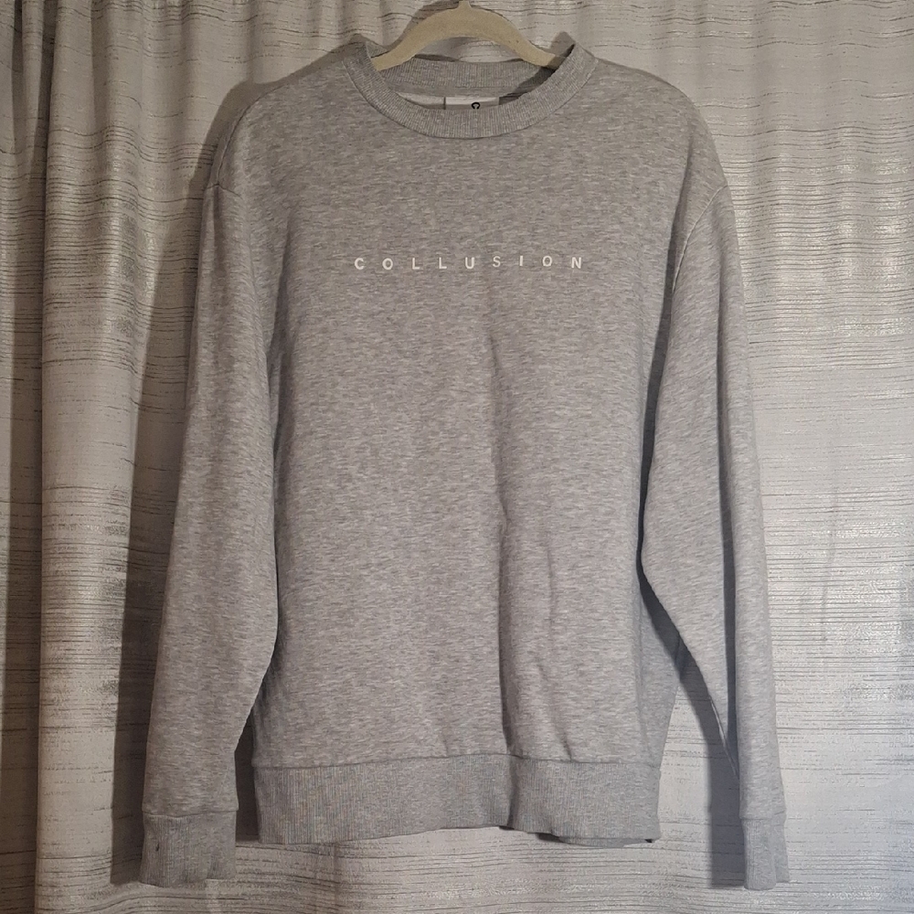 Collusion Unisex Oversized Grey Crewneck Sweatshirt XS